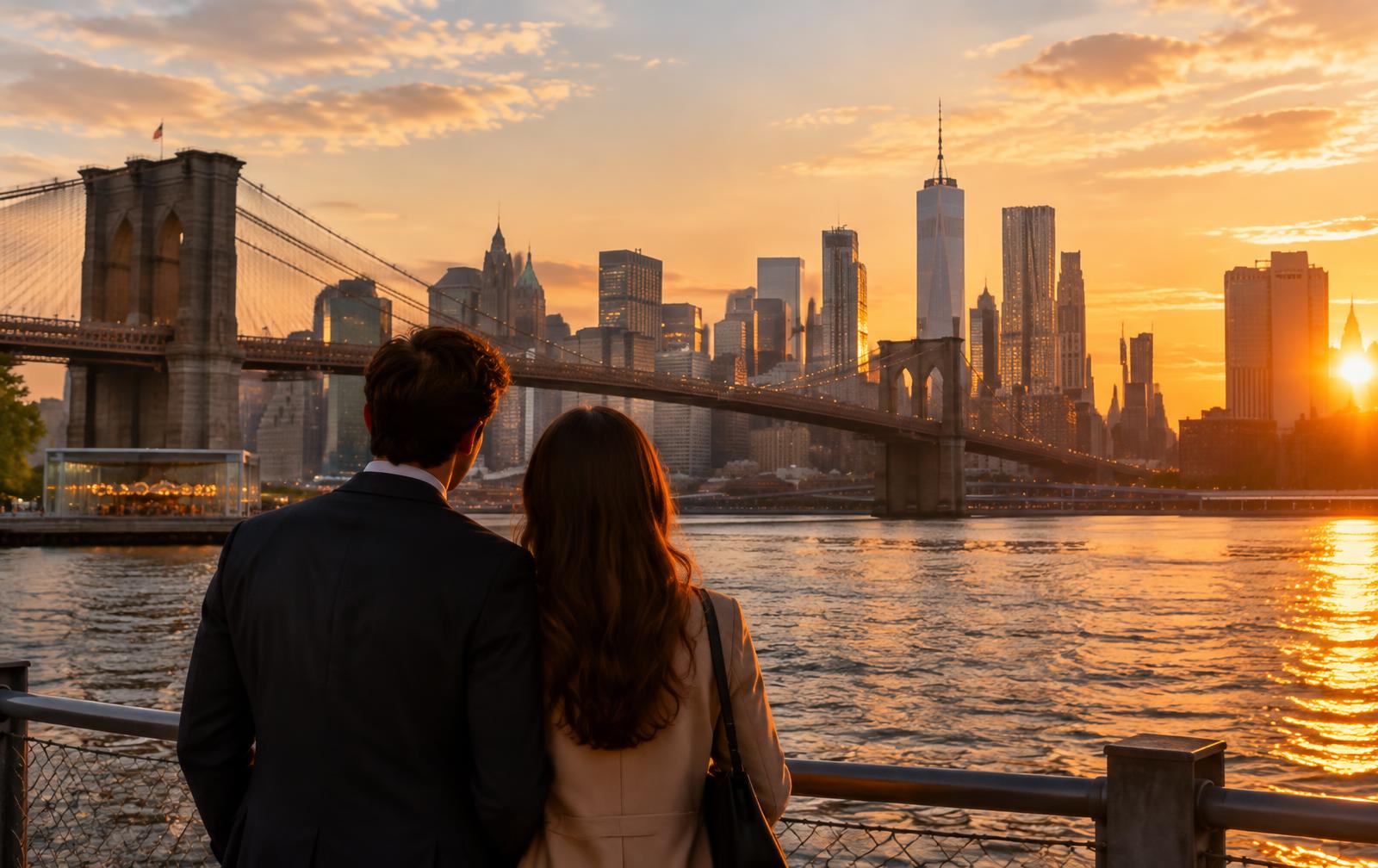 Pareja frente al horizonte de Nueva York